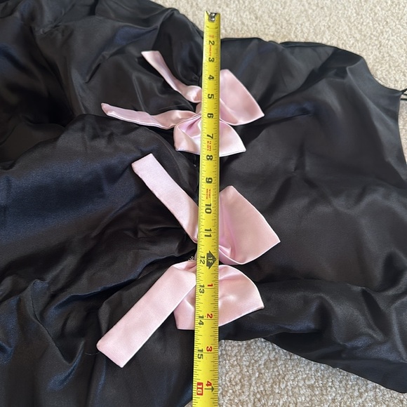 Lulus Classy Aesthetic Taffeta Dress Size M Black Pink Bow Midi Dress Pockets - Picture 15 of 15
